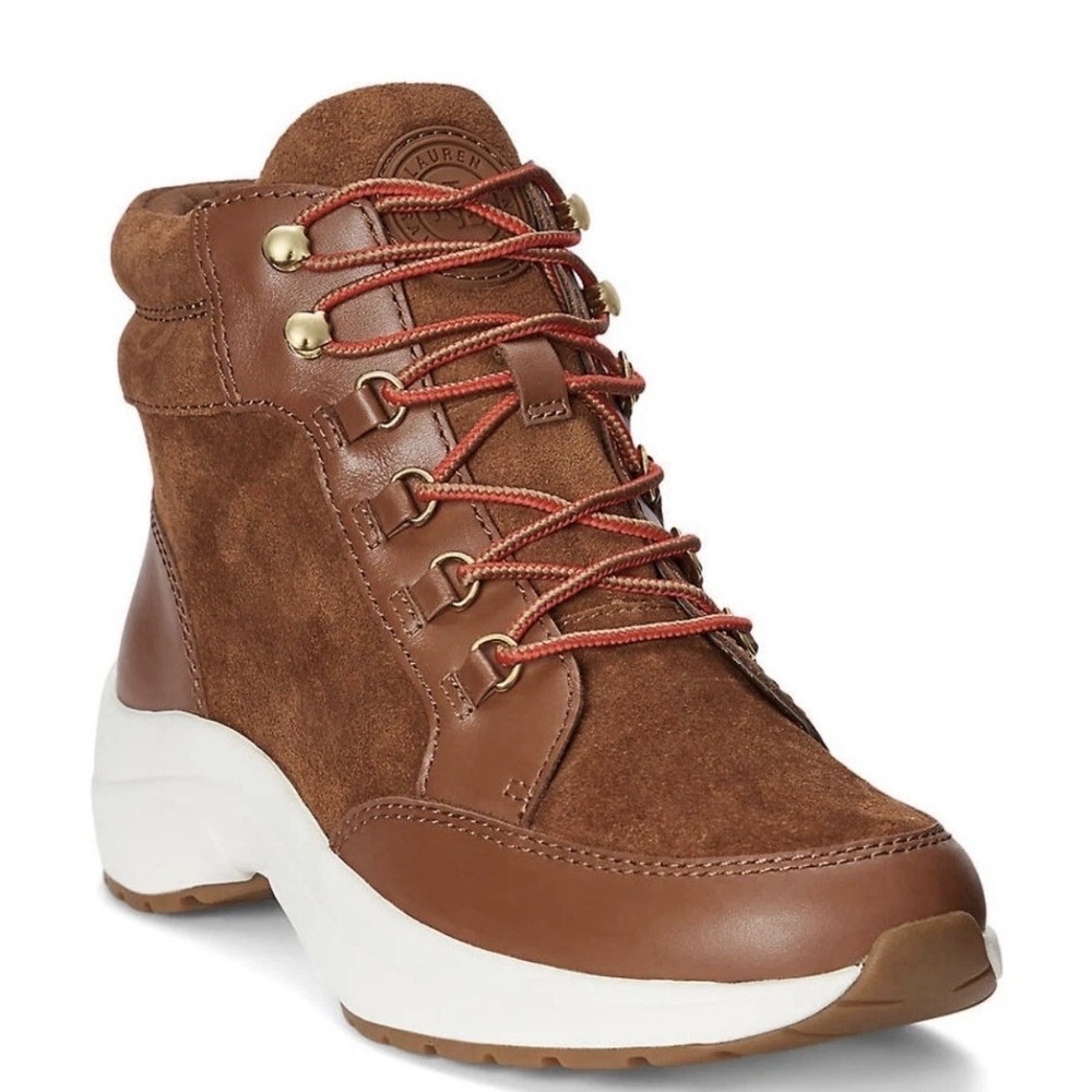 Ralph Lauren Rylee Hiker Boots Shoes, Whiskey Deep Saddle Tan, Women's Size 8